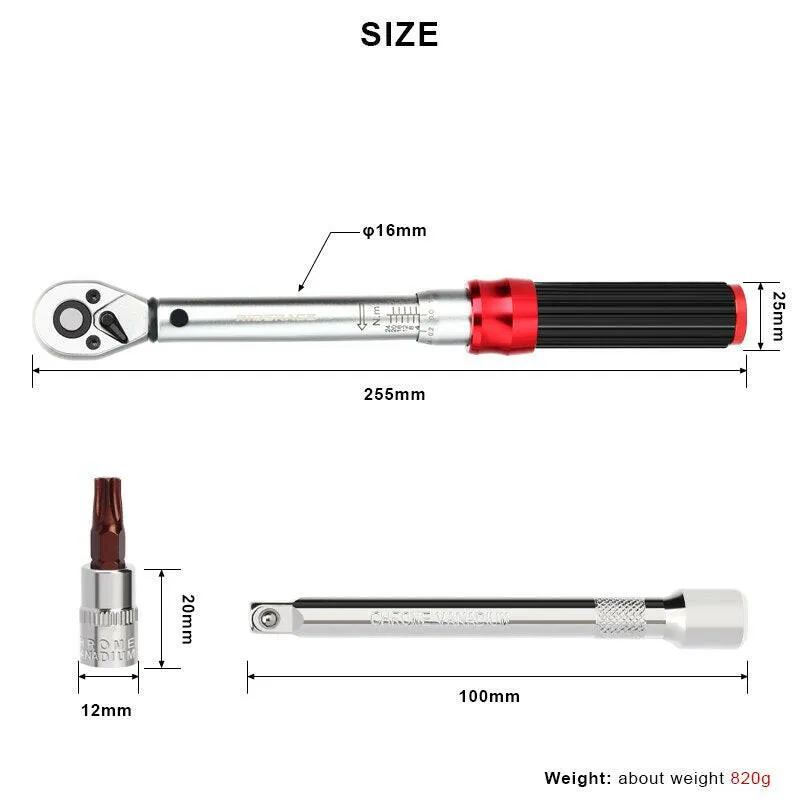 RIDERACE Bicycle Torque Wrench Set 15Pcs 1/4" 2-24Nm Dual Direction Bike Allen Key Tool Socket Spanner Pro Motorcycle Repair Kit