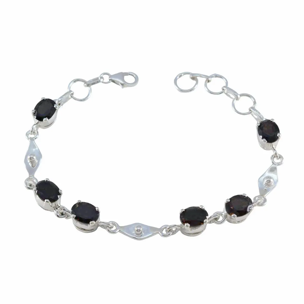Riyo Designer 925 Sterling Silver Bracelet For Women Smoky Quartz Bracelet Prong Setting Bracelet