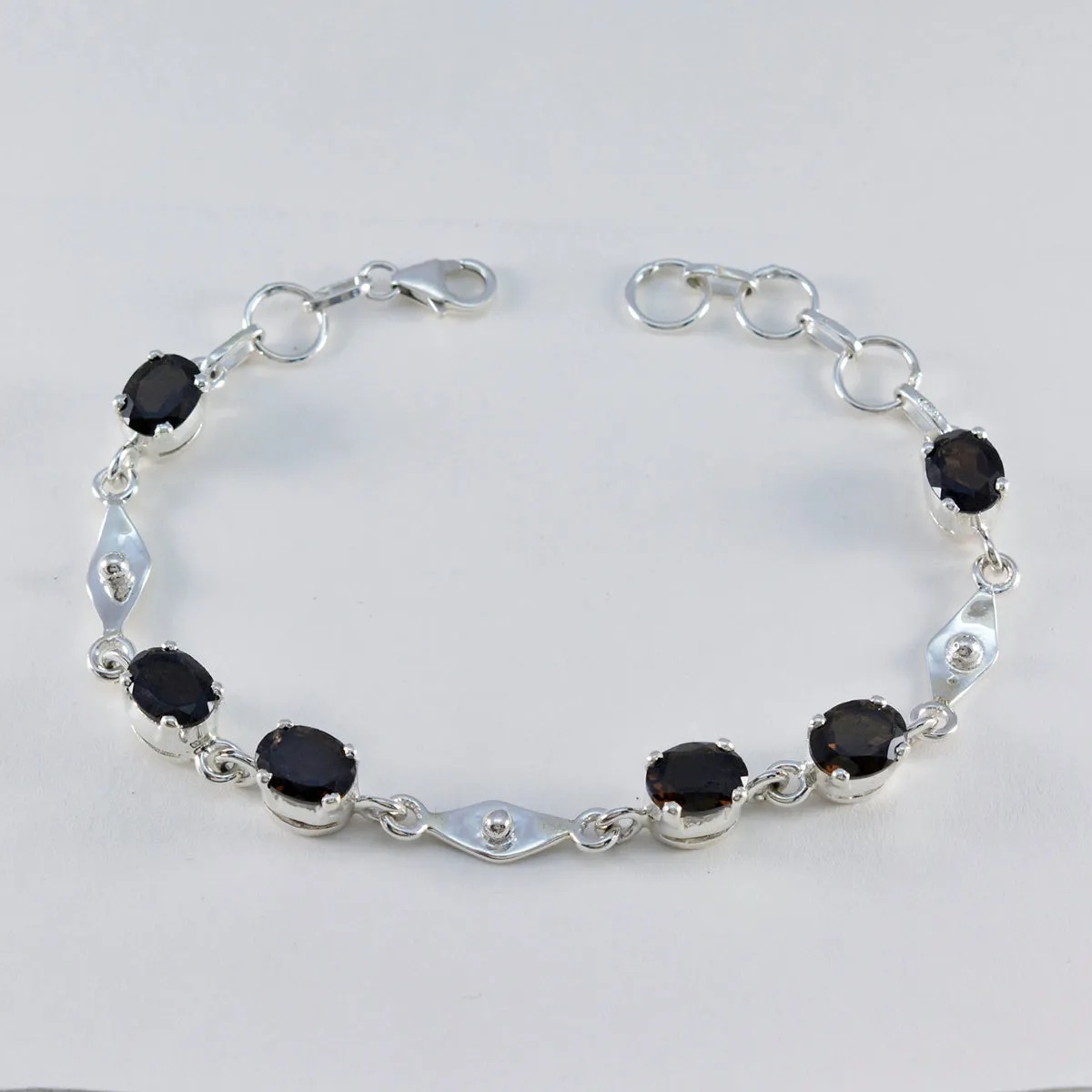 Riyo Designer 925 Sterling Silver Bracelet For Women Smoky Quartz Bracelet Prong Setting Bracelet