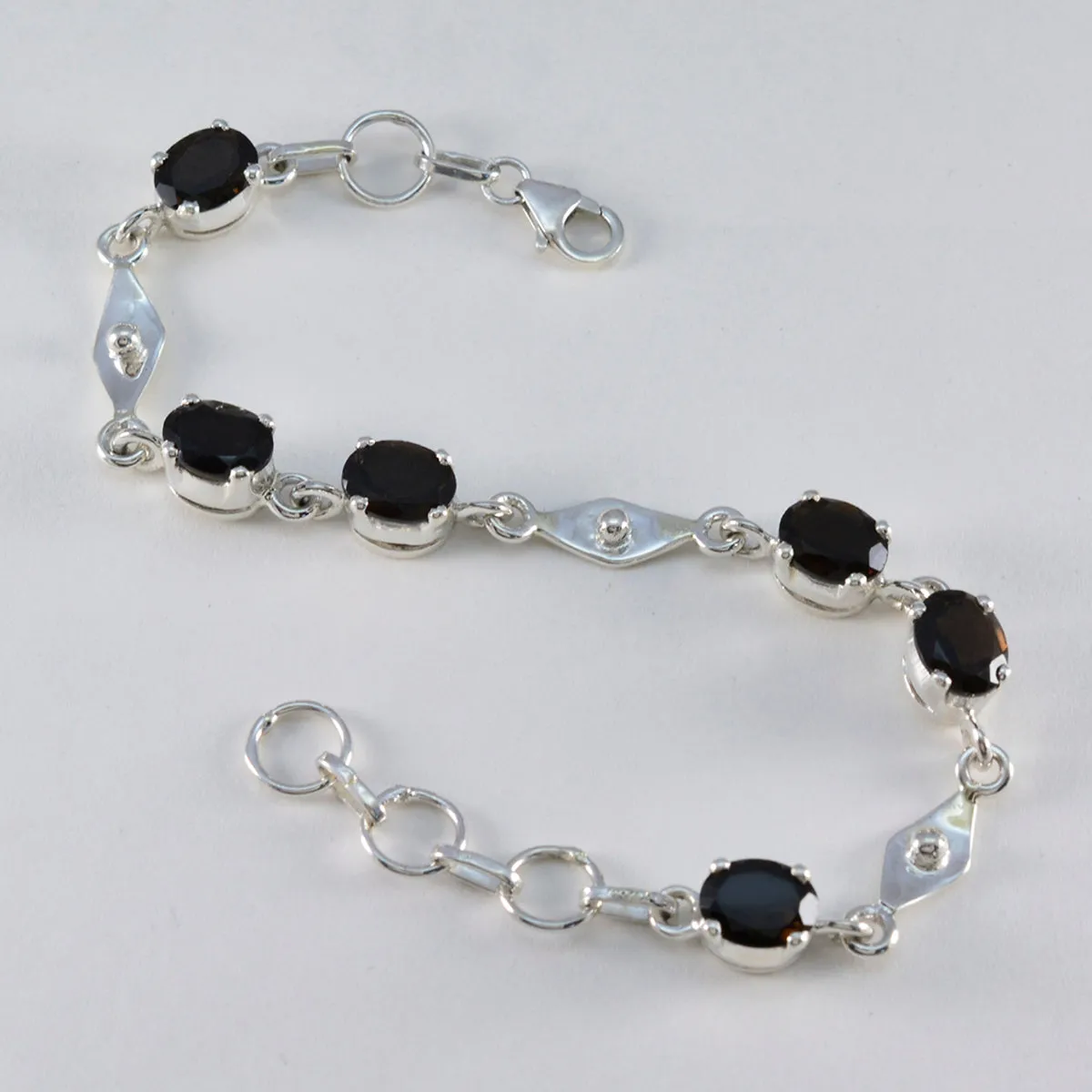 Riyo Designer 925 Sterling Silver Bracelet For Women Smoky Quartz Bracelet Prong Setting Bracelet