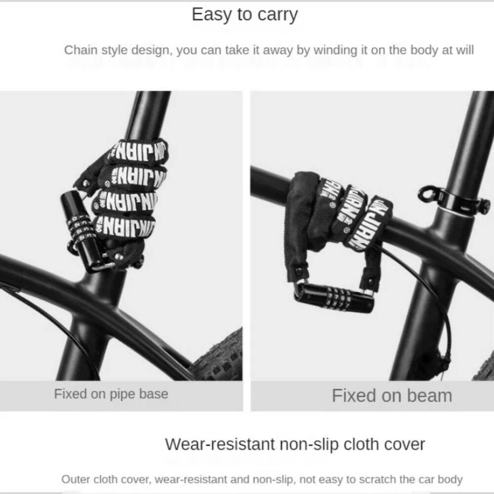 Road Bike Password Lock Bicycle Riding Equipment Electric Bicycle Anti-theft Chain Lock Mountain Road Bicycle Lock Accessories