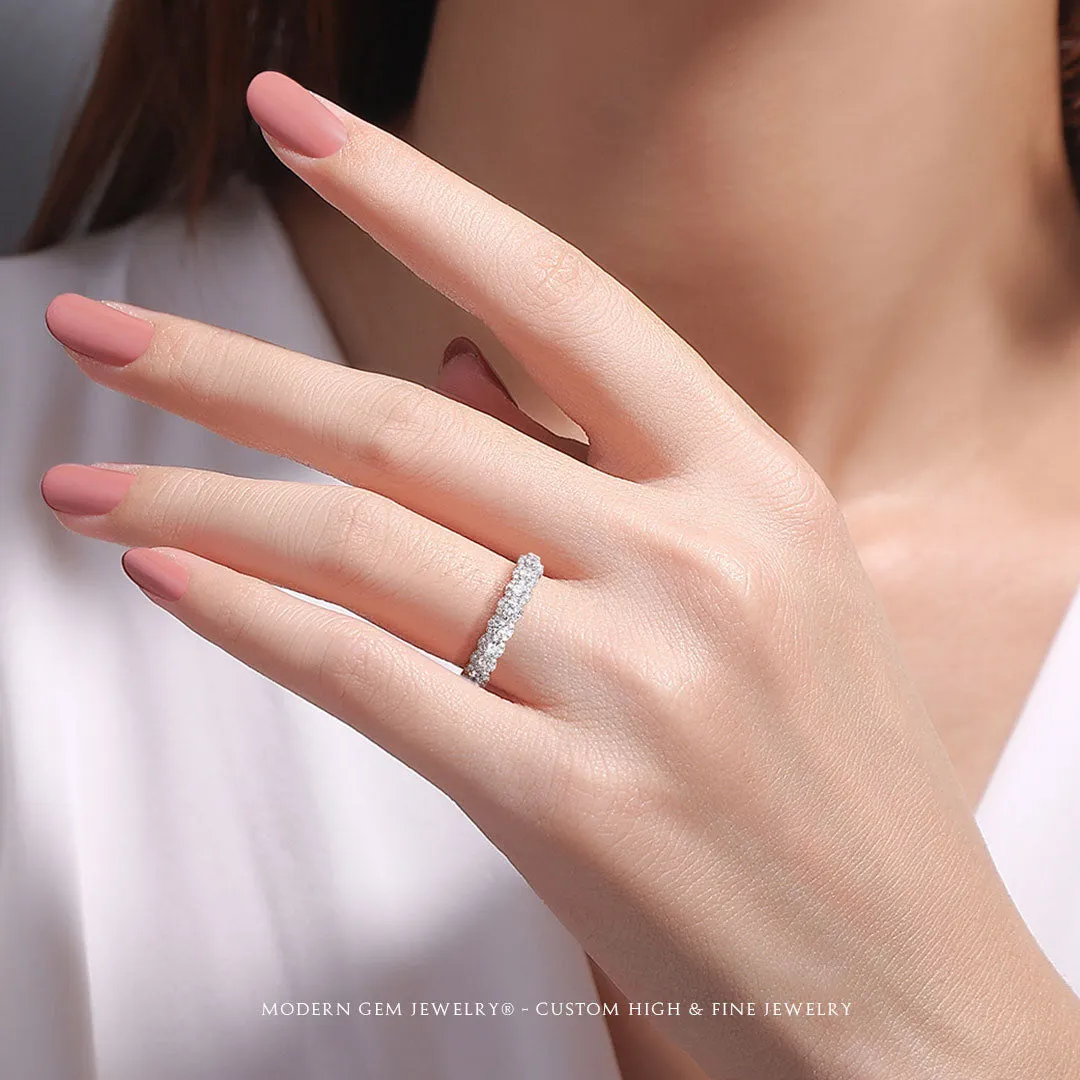Round Diamond Band with Diamonds in White Gold