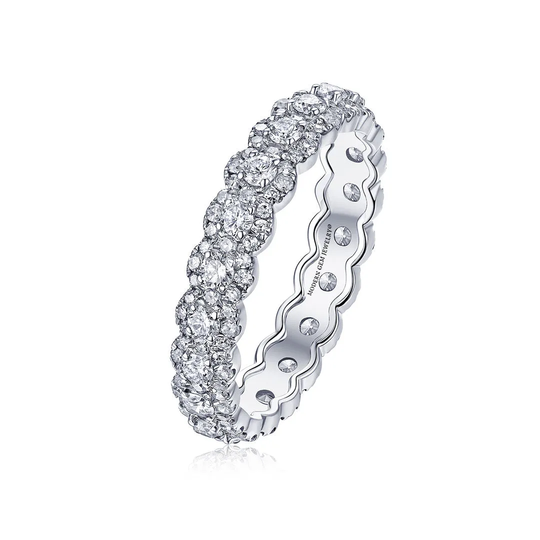 Round Diamond Band with Diamonds in White Gold