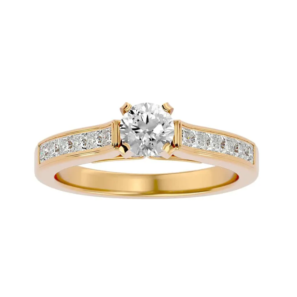 RX Solitaire Ring Princess Cut Channel-Set Diamonds