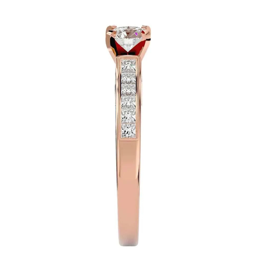 RX Solitaire Ring Princess Cut Channel-Set Diamonds