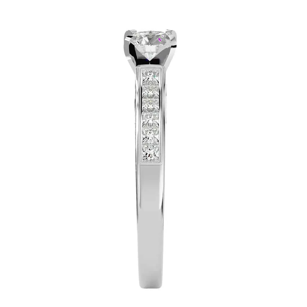 RX Solitaire Ring Princess Cut Channel-Set Diamonds