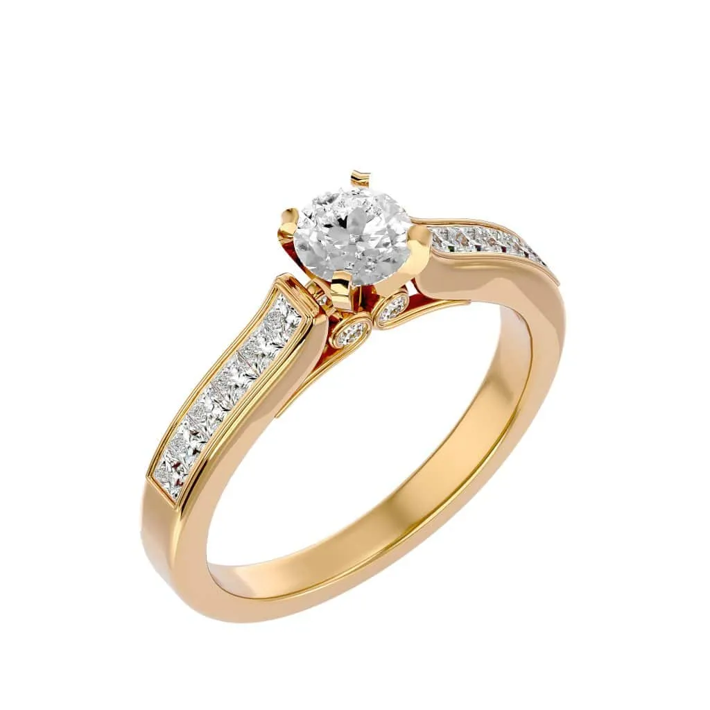RX Solitaire Ring Princess Cut Channel-Set Diamonds