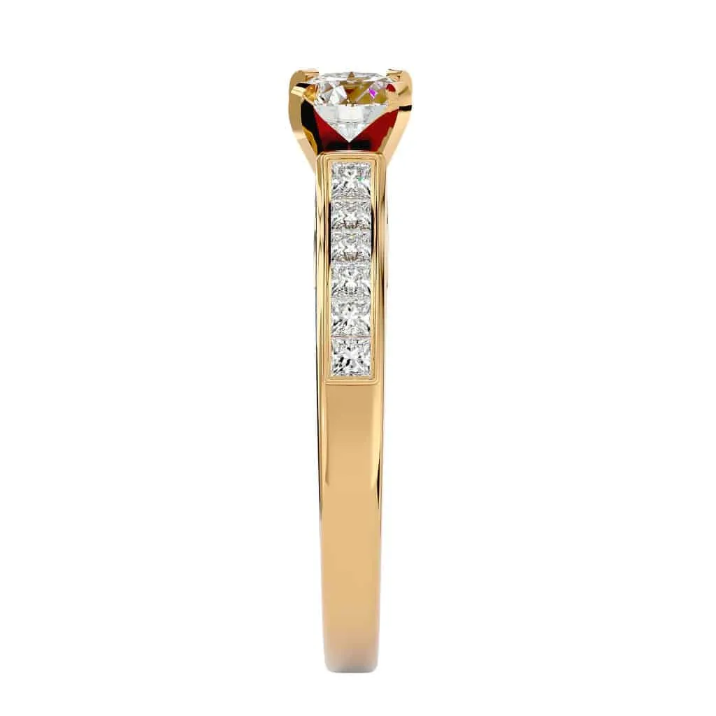 RX Solitaire Ring Princess Cut Channel-Set Diamonds
