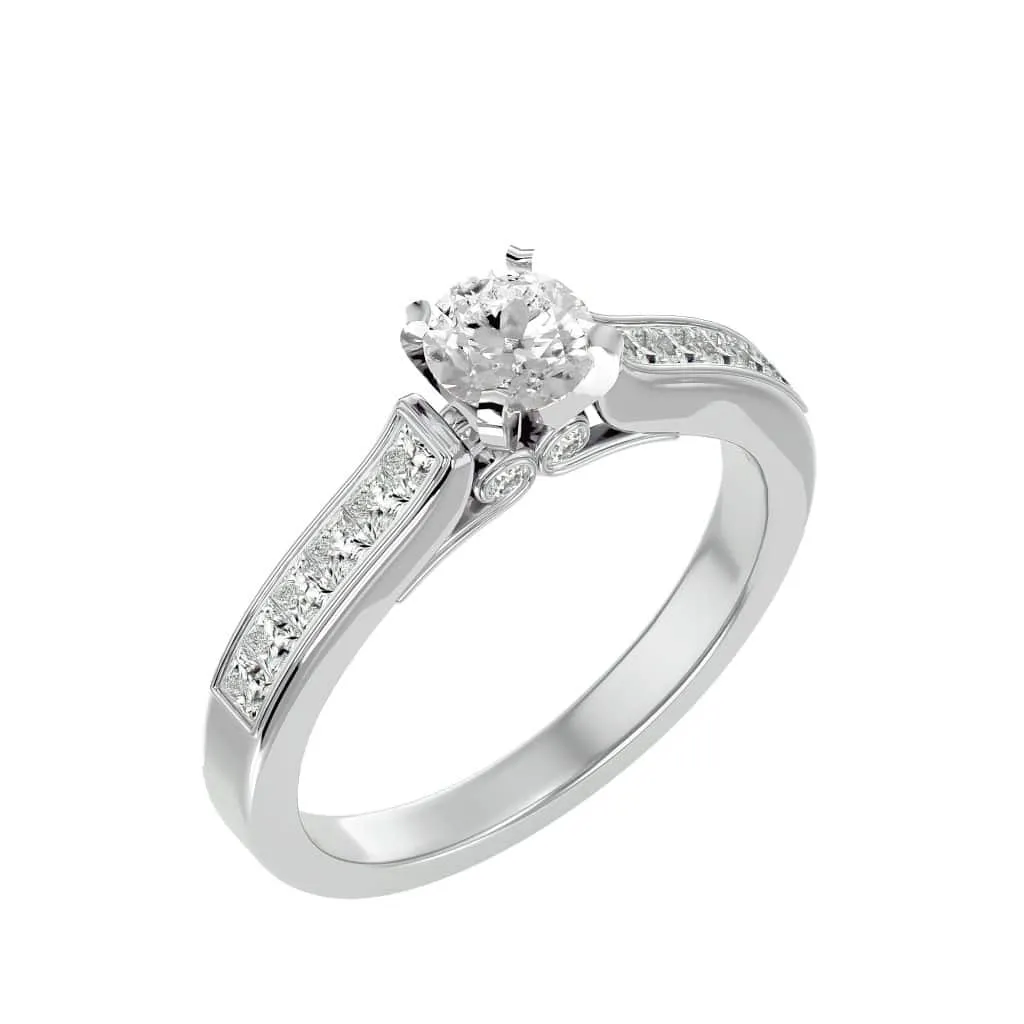 RX Solitaire Ring Princess Cut Channel-Set Diamonds
