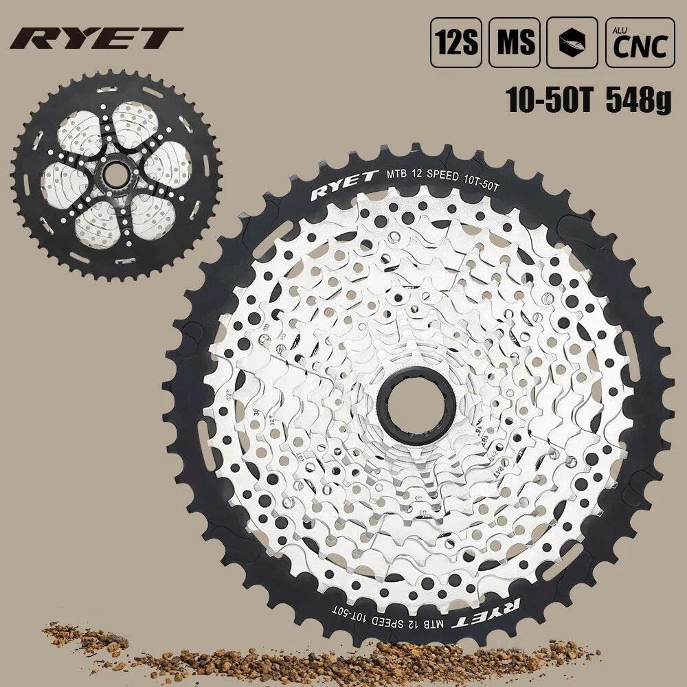 RYET MTB Cassette 12 Speed 10-50T SHIMANO Micro Spline Cassette 10-50T Sprocket 12S Freewheels 12V CASSETTE Bicycle Accessories
