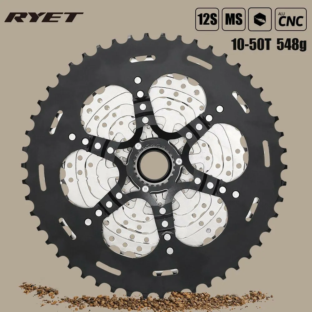 RYET MTB Cassette 12 Speed 10-50T SHIMANO Micro Spline Cassette 10-50T Sprocket 12S Freewheels 12V CASSETTE Bicycle Accessories