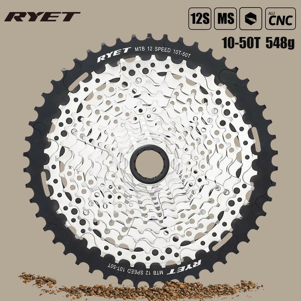RYET MTB Cassette 12 Speed 10-50T SHIMANO Micro Spline Cassette 10-50T Sprocket 12S Freewheels 12V CASSETTE Bicycle Accessories