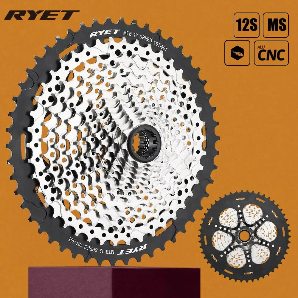 RYET MTB Cassette 12 Speed 10-50T SHIMANO Micro Spline Cassette 10-50T Sprocket 12S Freewheels 12V CASSETTE Bicycle Accessories
