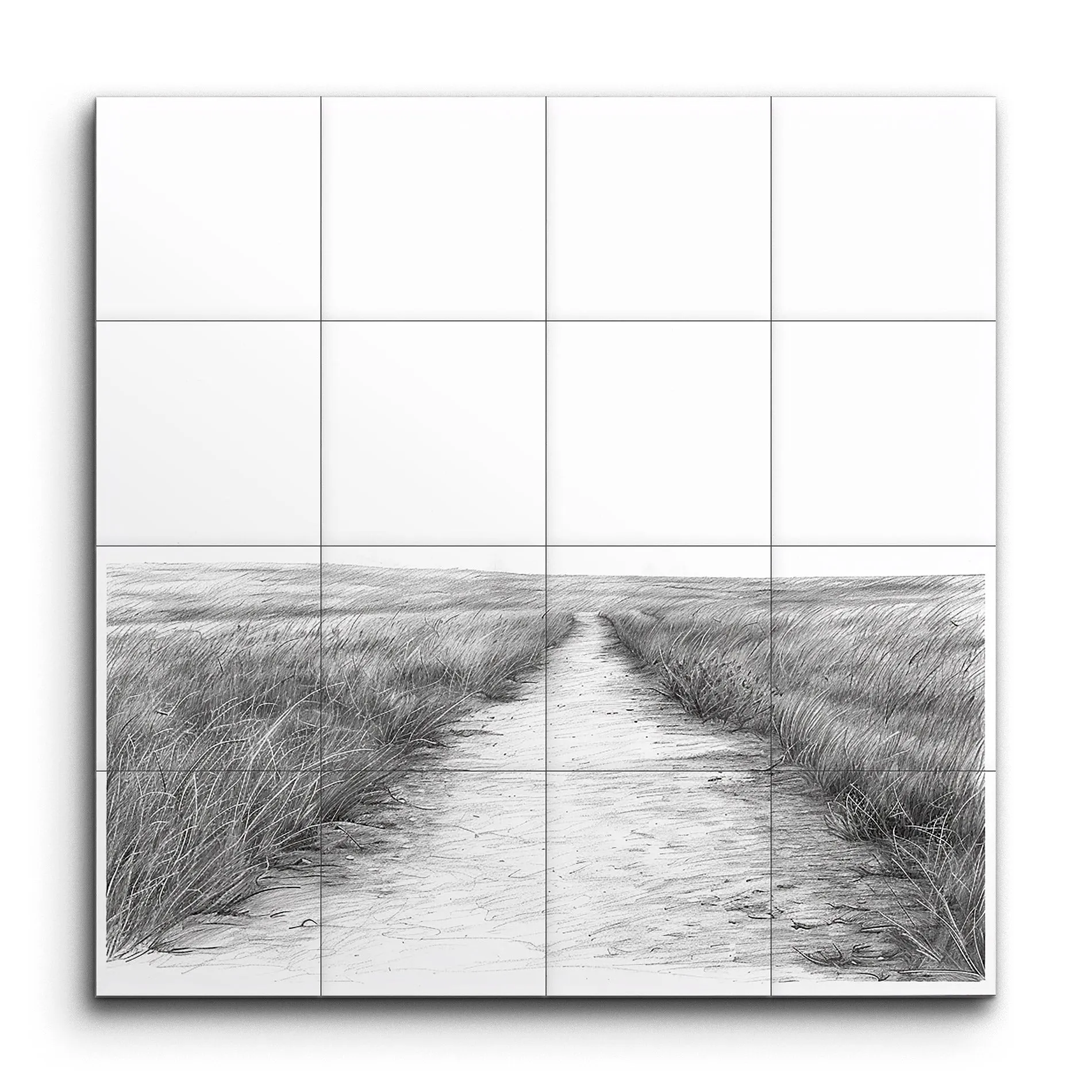 Serene Pathway: Monochromatic Landscape Art