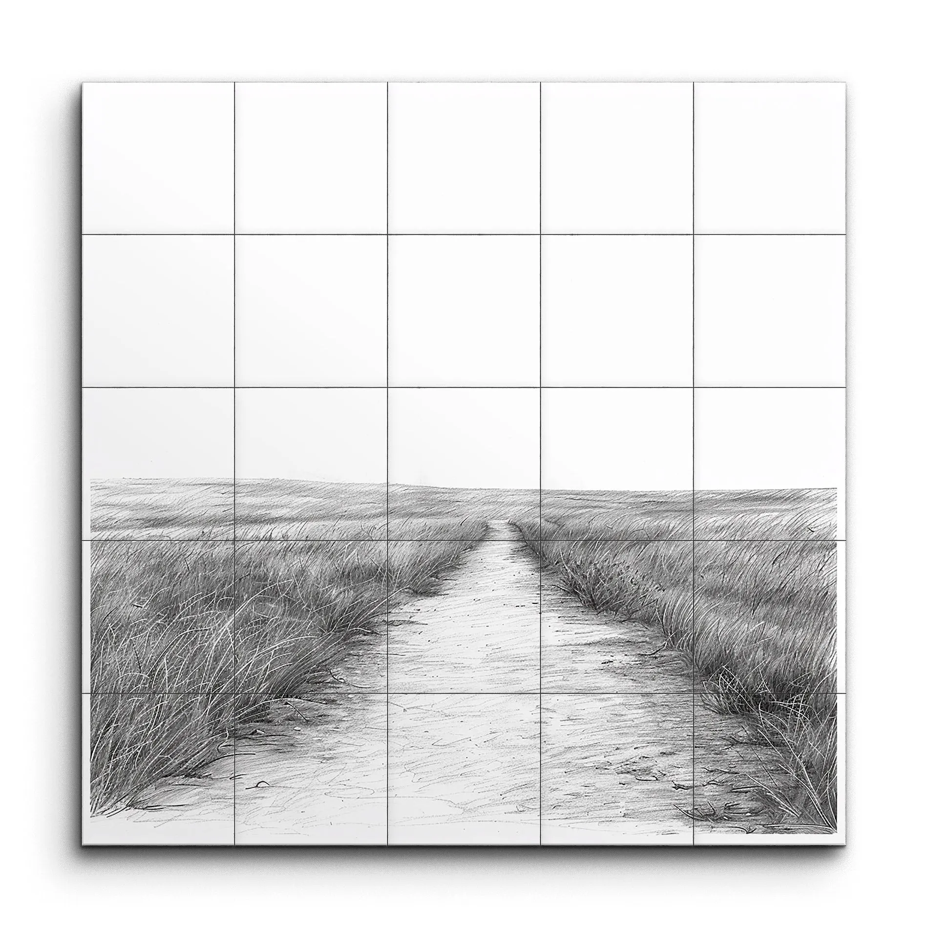 Serene Pathway: Monochromatic Landscape Art