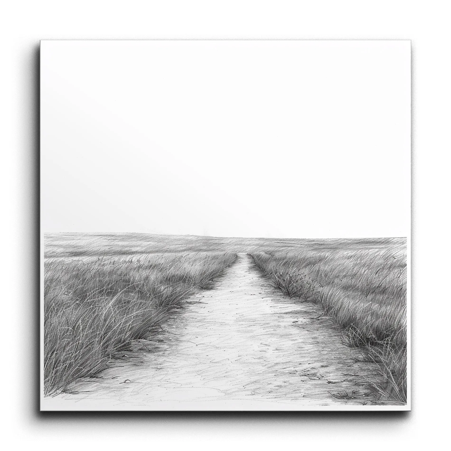 Serene Pathway: Monochromatic Landscape Art