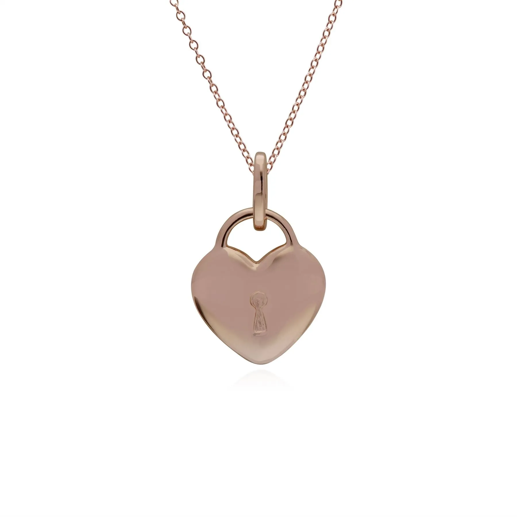Silberne Halskette, Rosen Gold Beschichtet Sterling Silber Einfach Herz Schloss Anhänger auf 45cm Kette