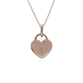 Silberne Halskette, Rosen Gold Beschichtet Sterling Silber Einfach Herz Schloss Anhänger auf 45cm Kette