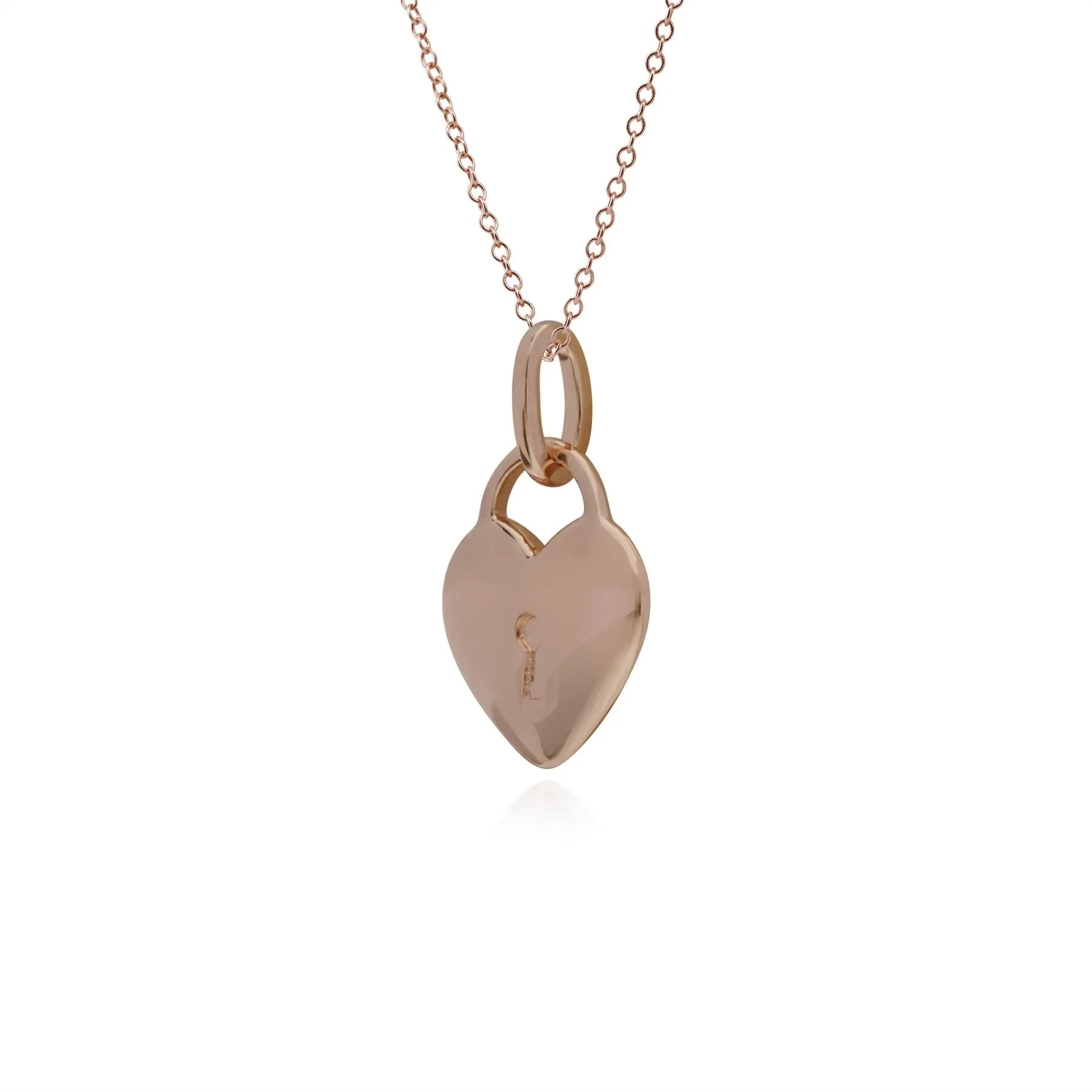 Silberne Halskette, Rosen Gold Beschichtet Sterling Silber Einfach Herz Schloss Anhänger auf 45cm Kette