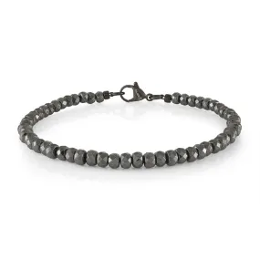 Stainless Steel IP Gunmetal 4mm Hematite Bead Men's Bracelet
