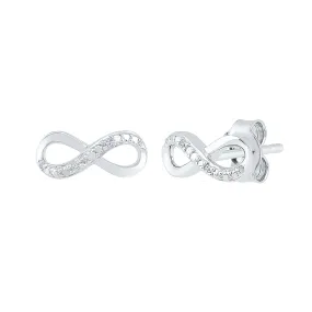 Sterling Silver Diamond Set Infinity Stud Earrings