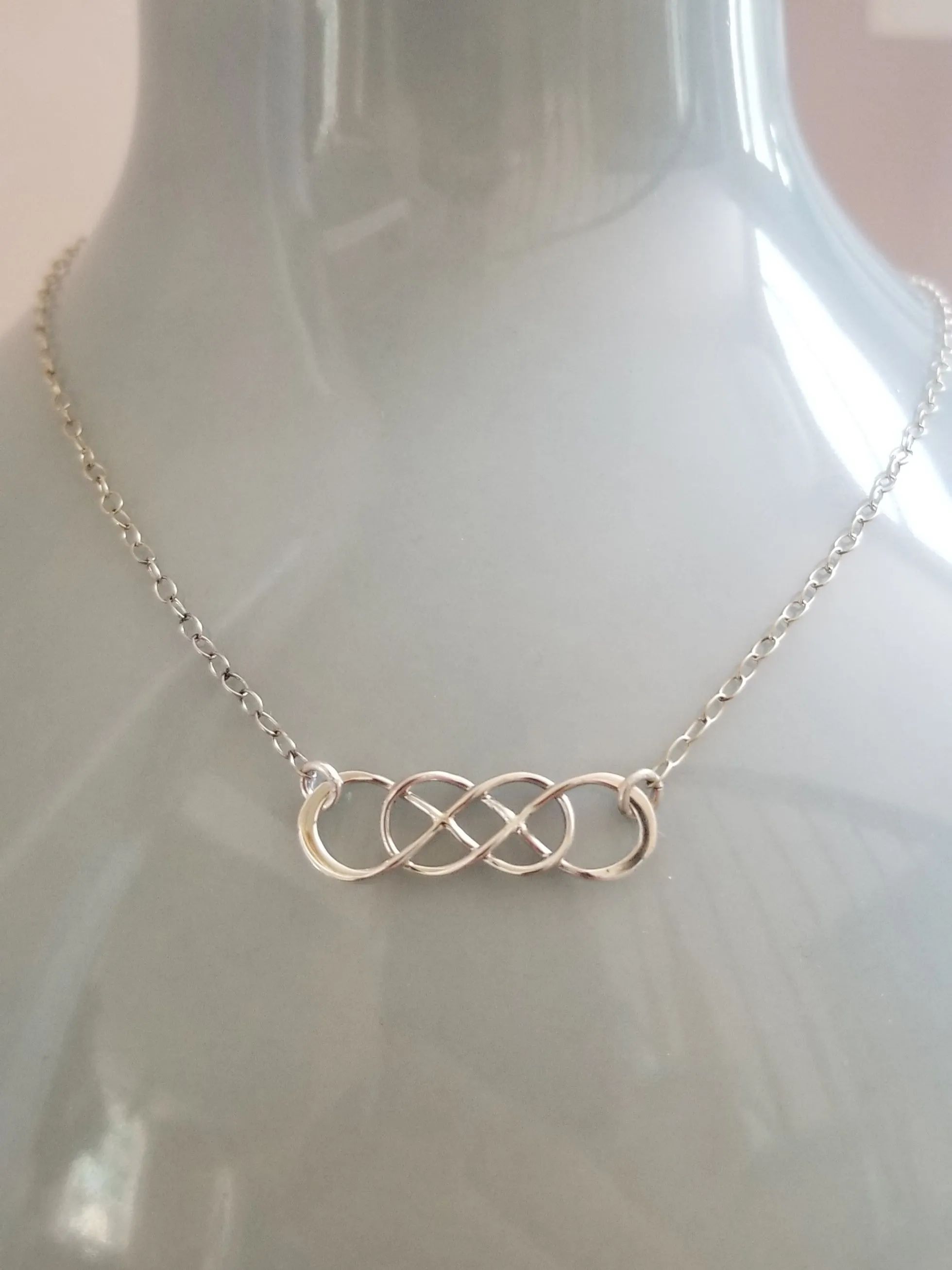 Sterling Silver Double Infinity Necklace, Everyday Necklace