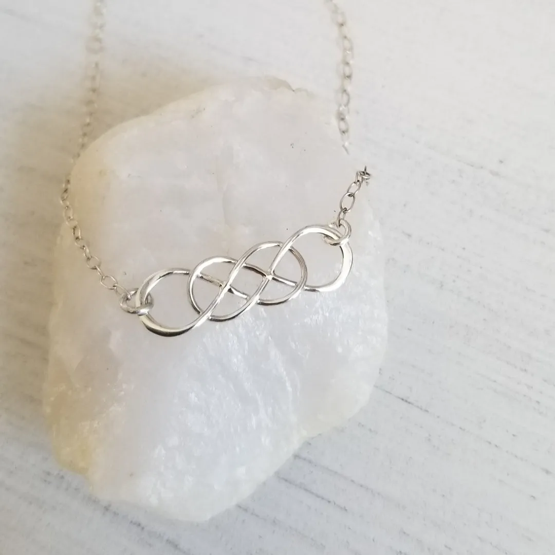 Sterling Silver Double Infinity Necklace, Everyday Necklace