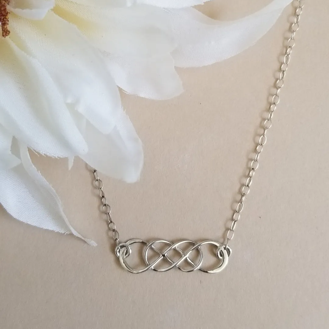 Sterling Silver Double Infinity Necklace, Everyday Necklace