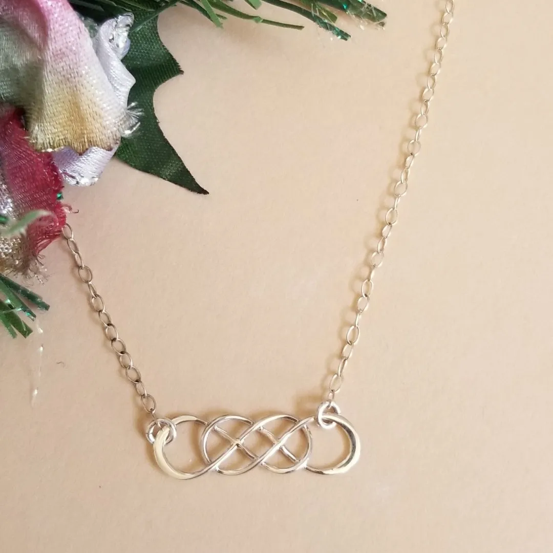 Sterling Silver Double Infinity Necklace, Everyday Necklace