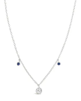 Sterling Silver Enamel & CZ Charm Necklace