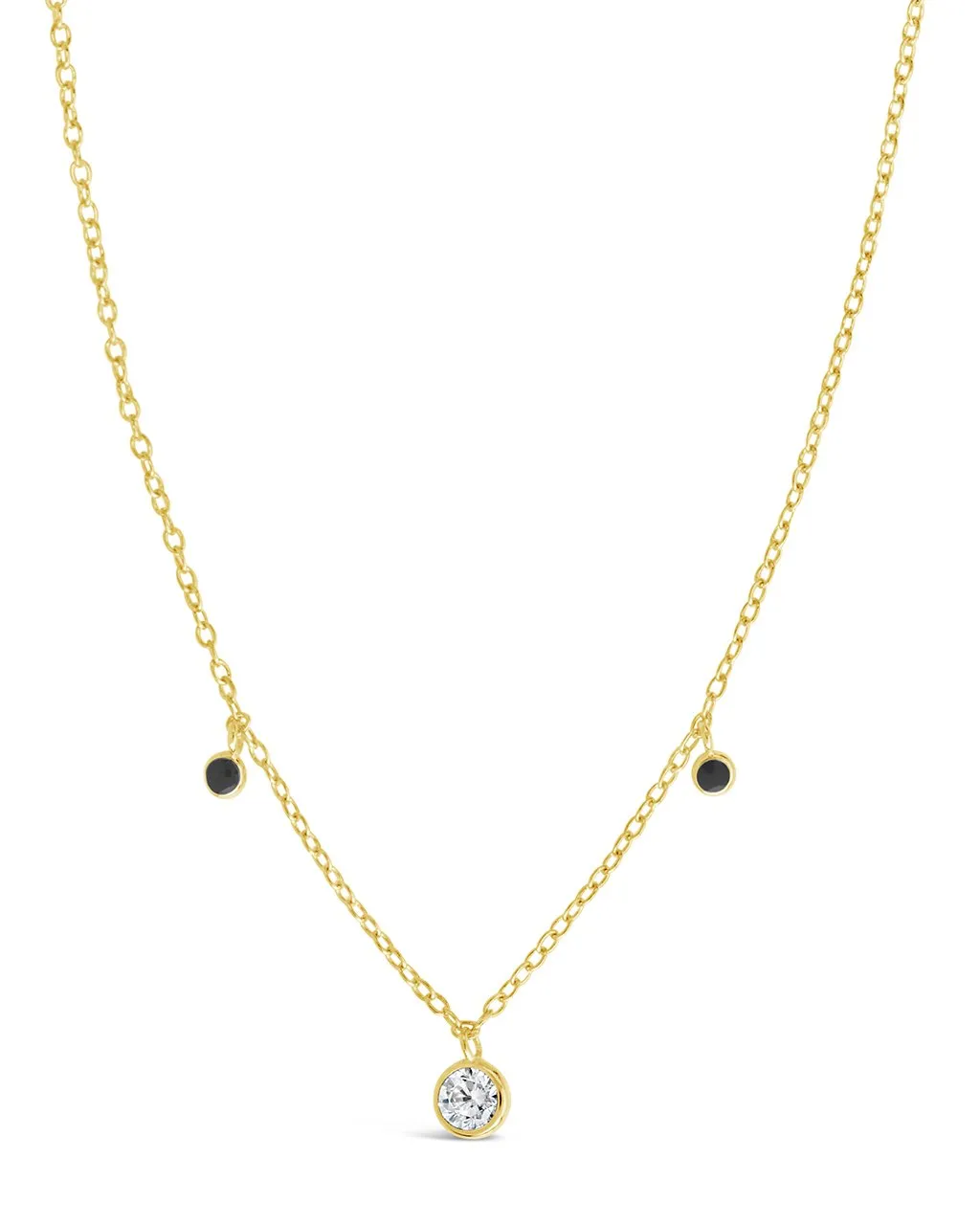 Sterling Silver Enamel & CZ Charm Necklace