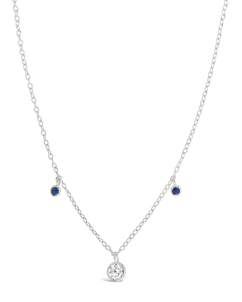 Sterling Silver Enamel & CZ Charm Necklace
