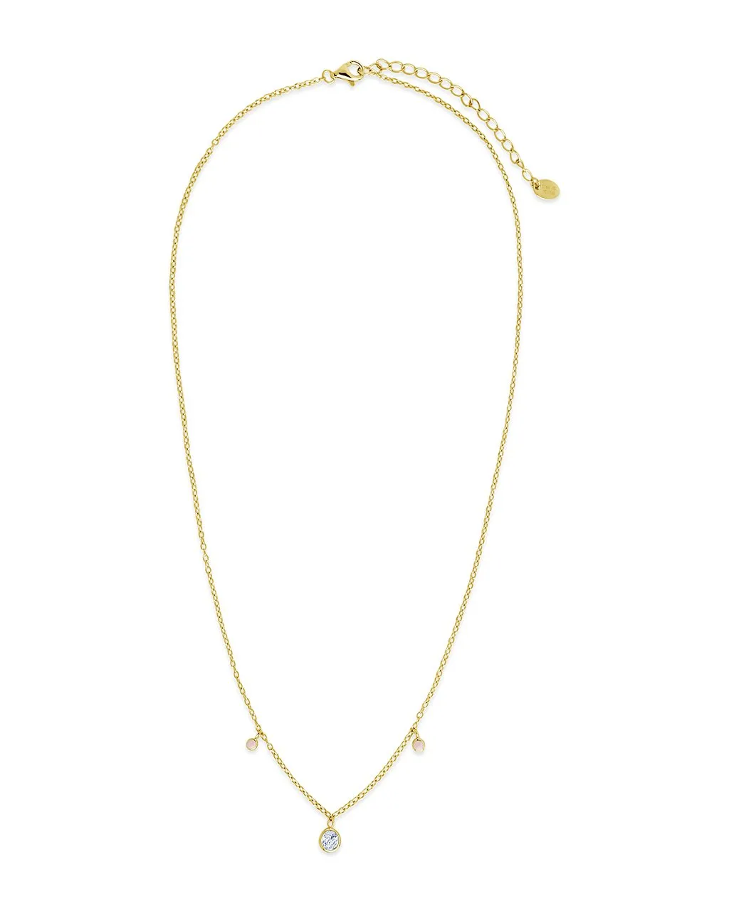 Sterling Silver Enamel & CZ Charm Necklace