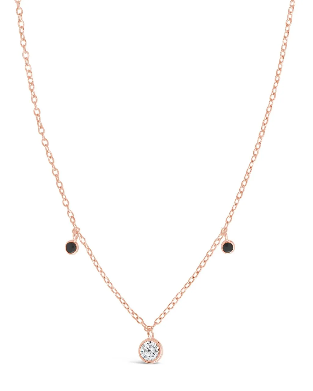 Sterling Silver Enamel & CZ Charm Necklace