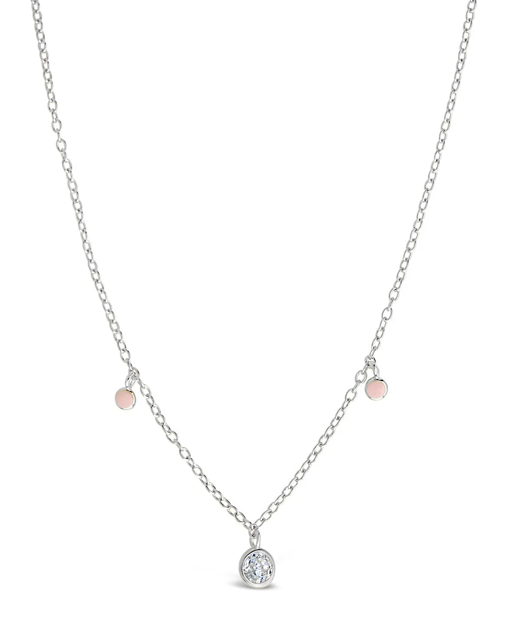 Sterling Silver Enamel & CZ Charm Necklace