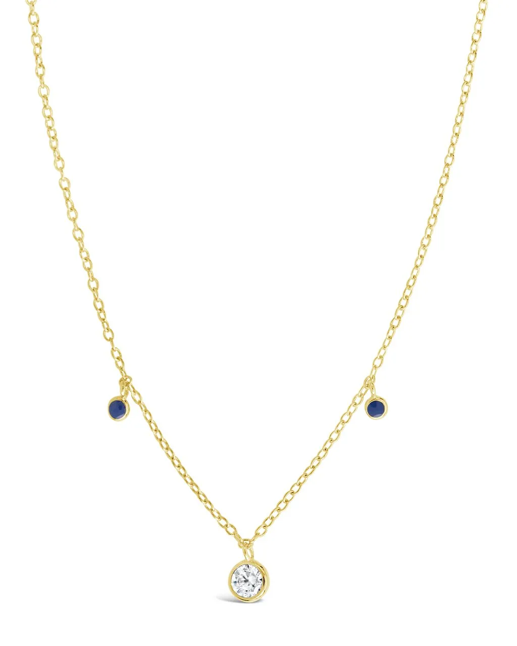 Sterling Silver Enamel & CZ Charm Necklace