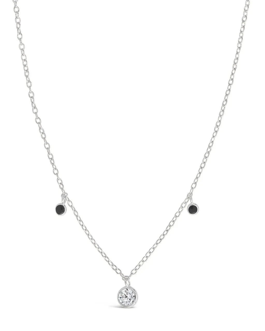Sterling Silver Enamel & CZ Charm Necklace