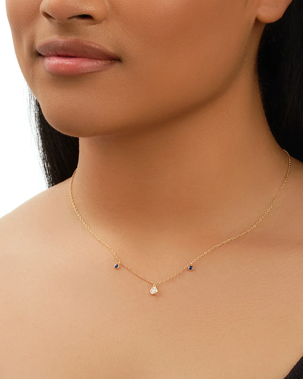 Sterling Silver Enamel & CZ Charm Necklace