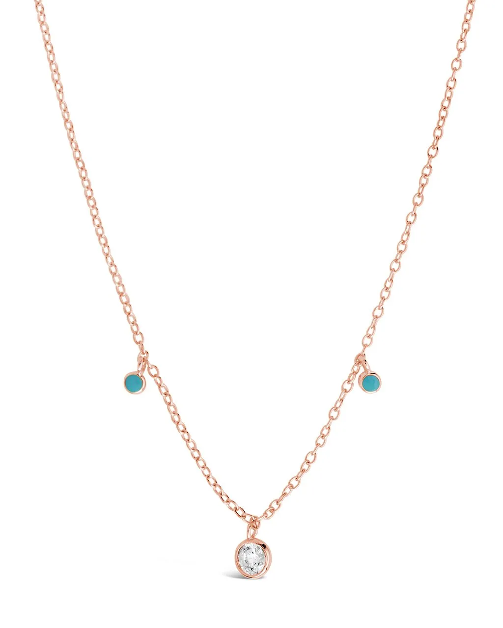 Sterling Silver Enamel & CZ Charm Necklace