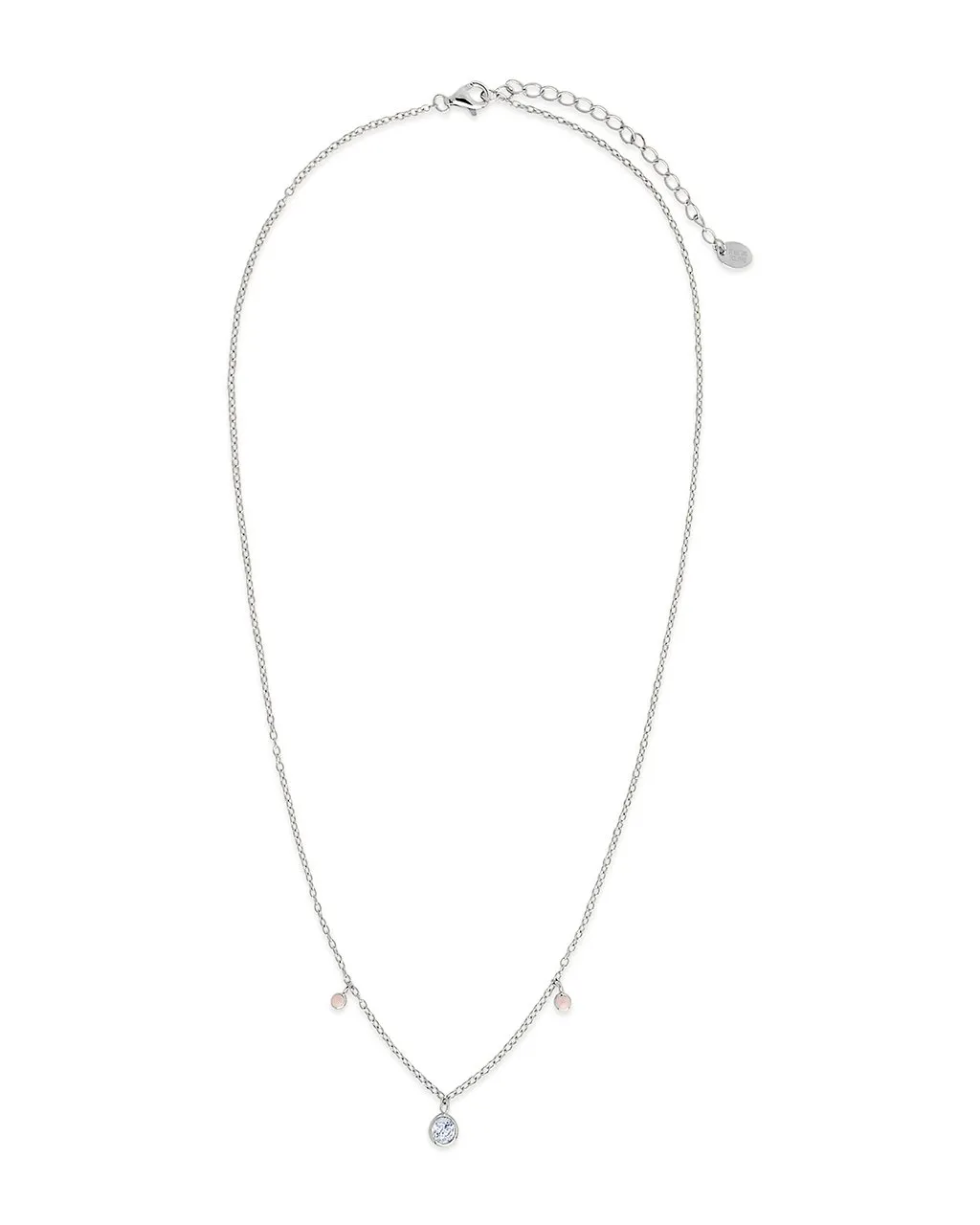 Sterling Silver Enamel & CZ Charm Necklace