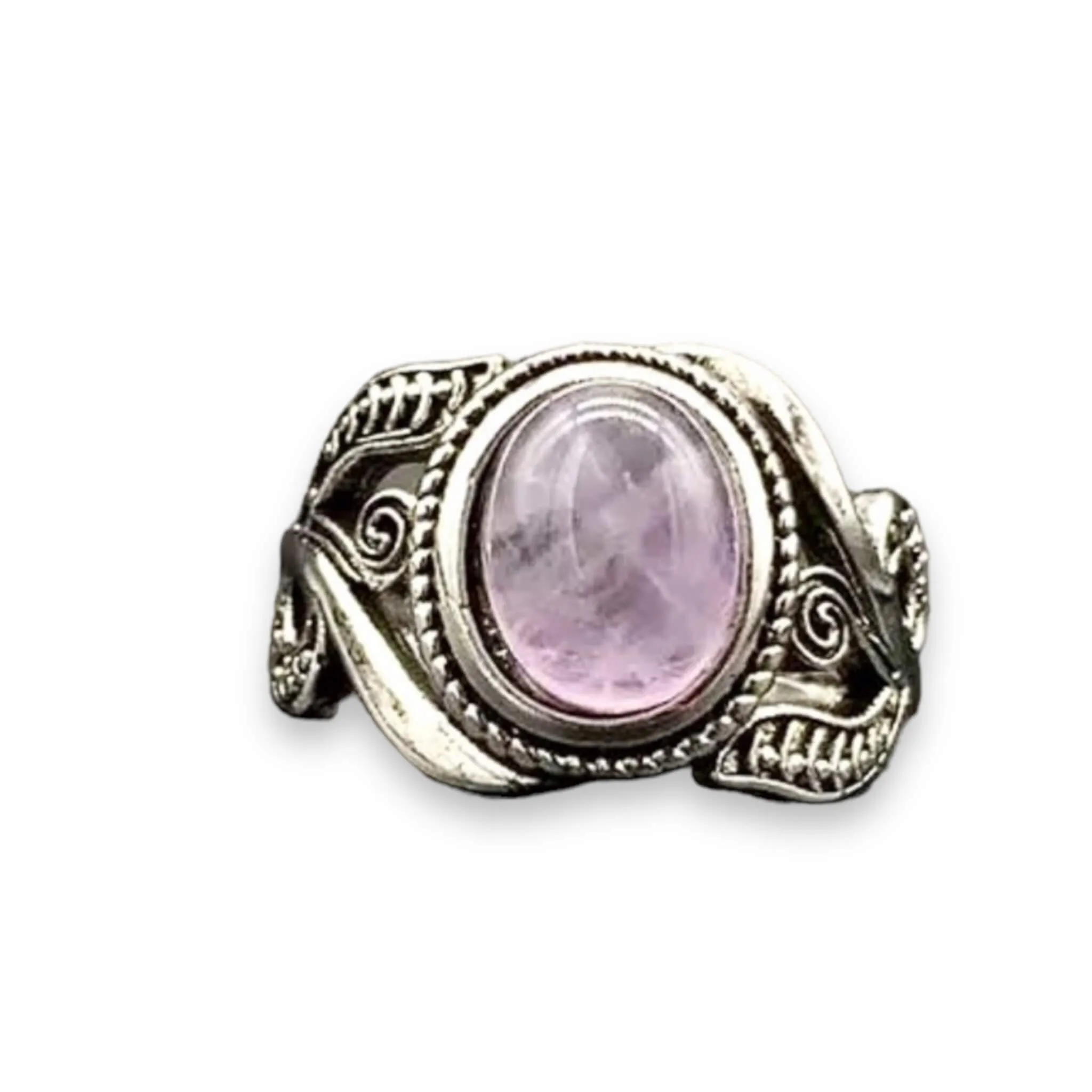 Sterling Silver Floral Purple Quartz Ring