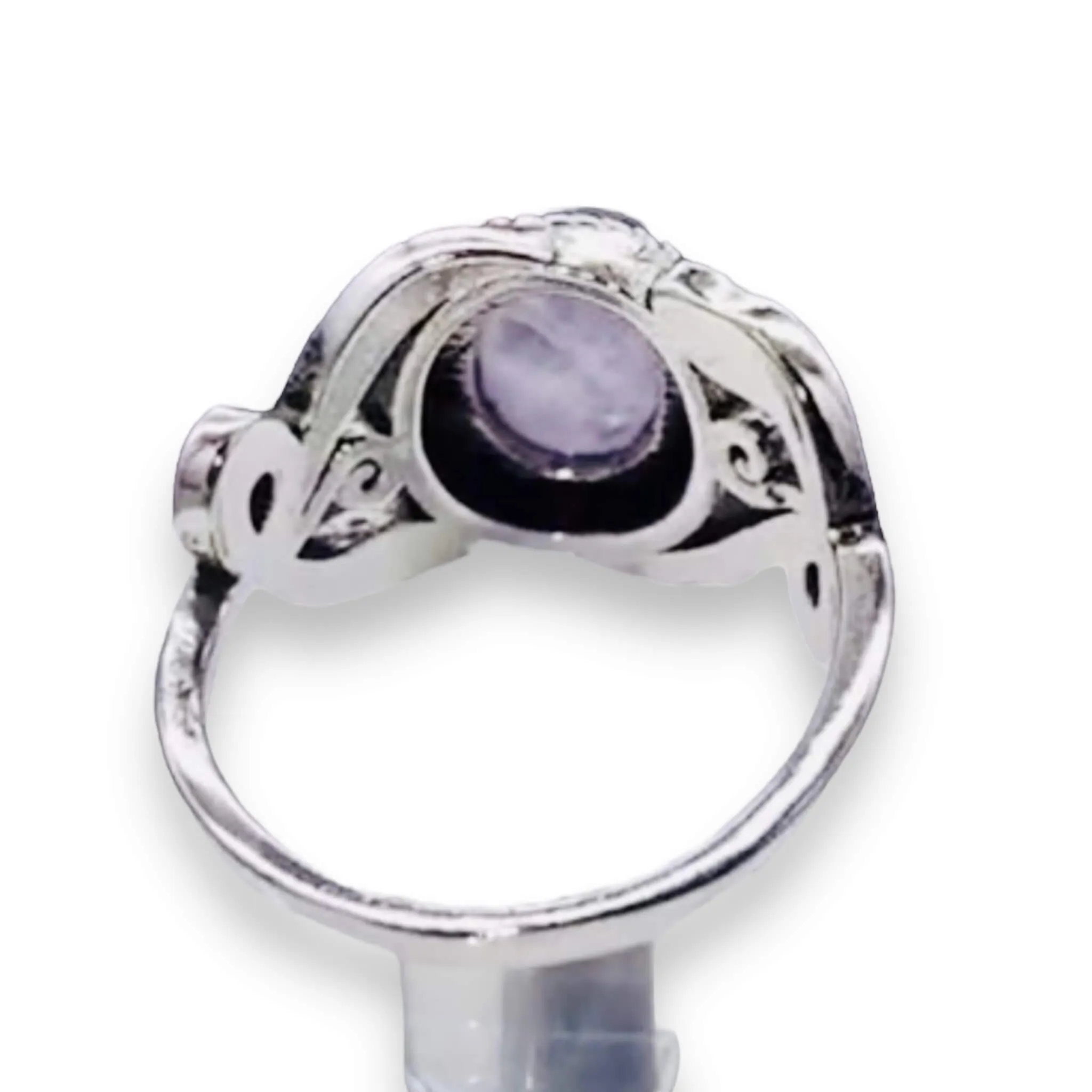 Sterling Silver Floral Purple Quartz Ring