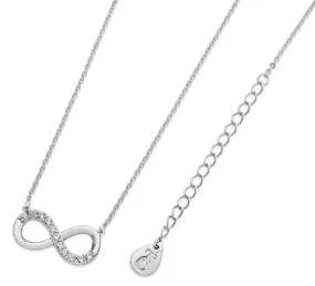 Sterling Silver Part Stone Set Infinity Pendant and Chain