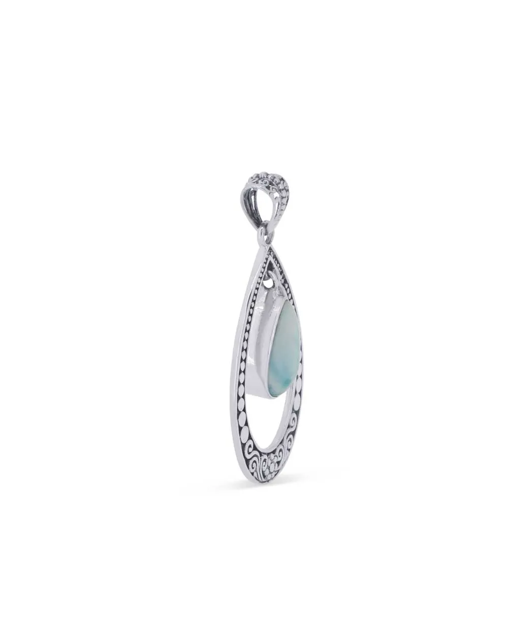 Sterling Silver Swaying Larimar Pendant