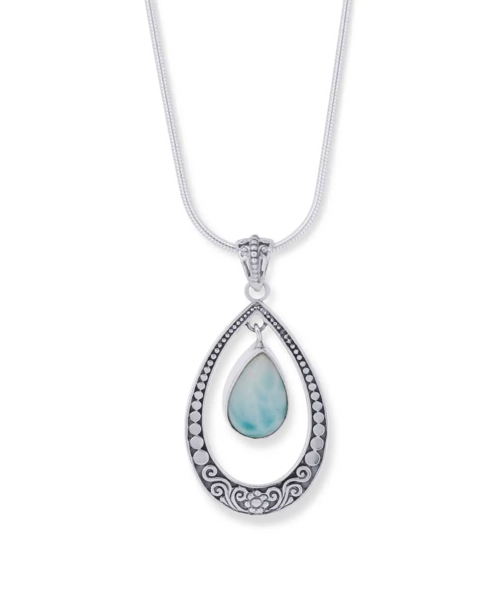 Sterling Silver Swaying Larimar Pendant