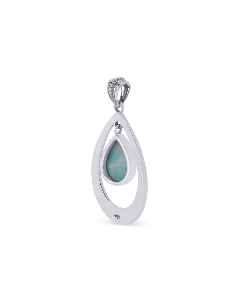 Sterling Silver Swaying Larimar Pendant