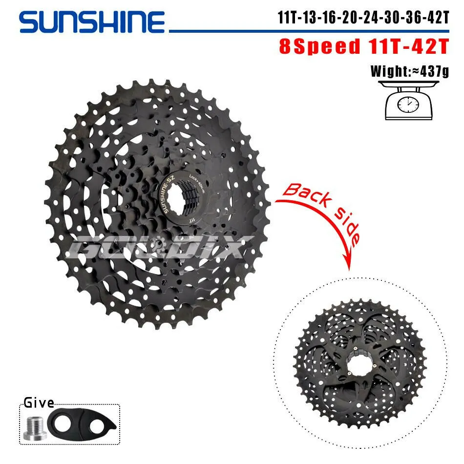 SUNSHINE Bicycle Cassette Black Mountain Bike Freewheel 8/9/10/11/12 Speed HG flywheel for SHIMANO HG Structure Specification