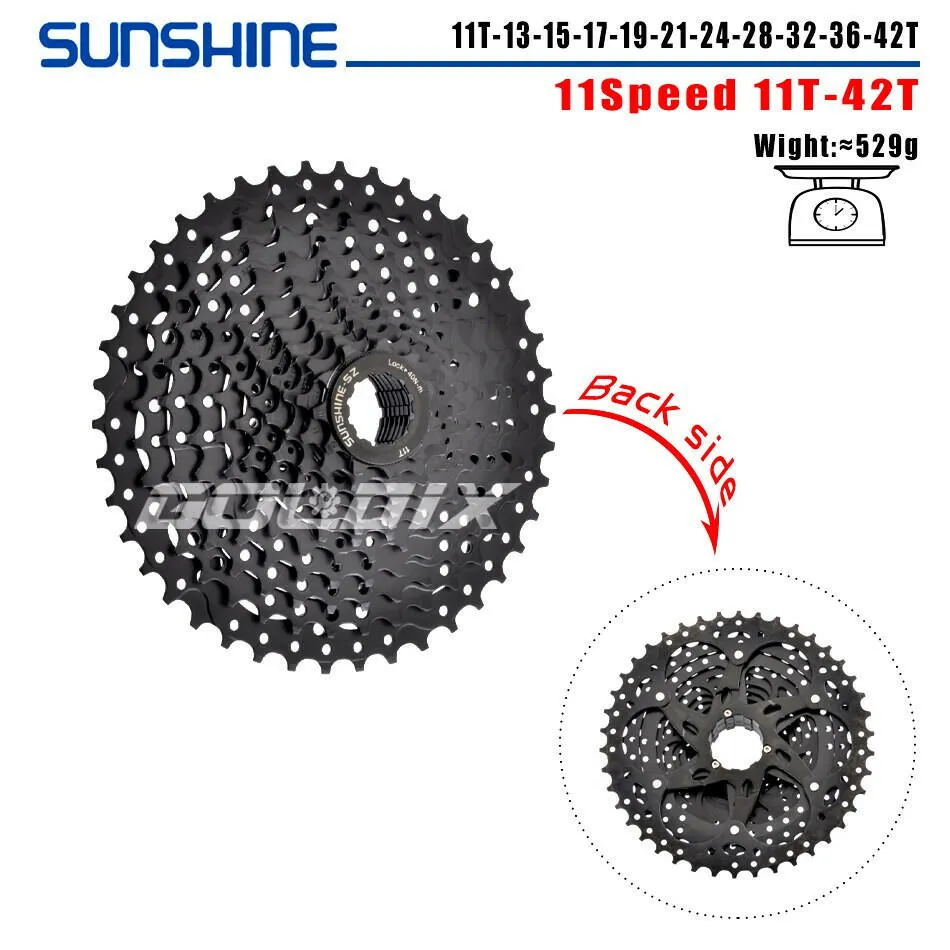 SUNSHINE Bicycle Cassette Black Mountain Bike Freewheel 8/9/10/11/12 Speed HG flywheel for SHIMANO HG Structure Specification