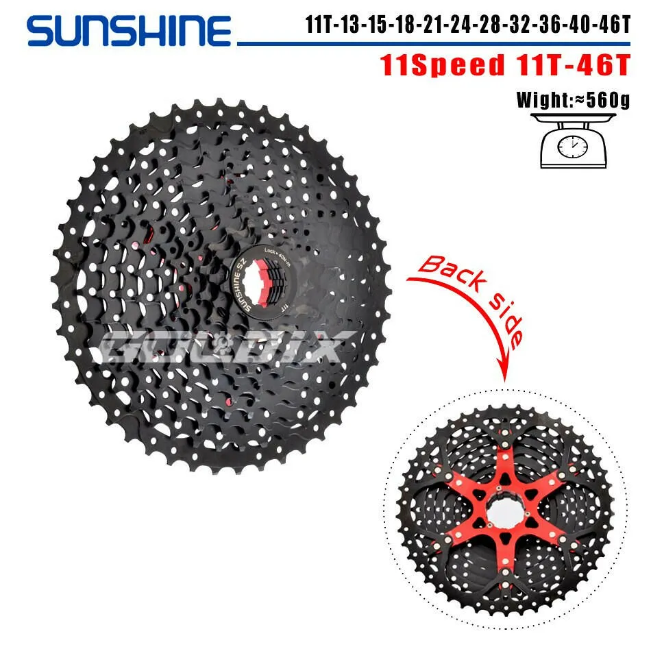 SUNSHINE Bicycle Cassette Black Mountain Bike Freewheel 8/9/10/11/12 Speed HG flywheel for SHIMANO HG Structure Specification