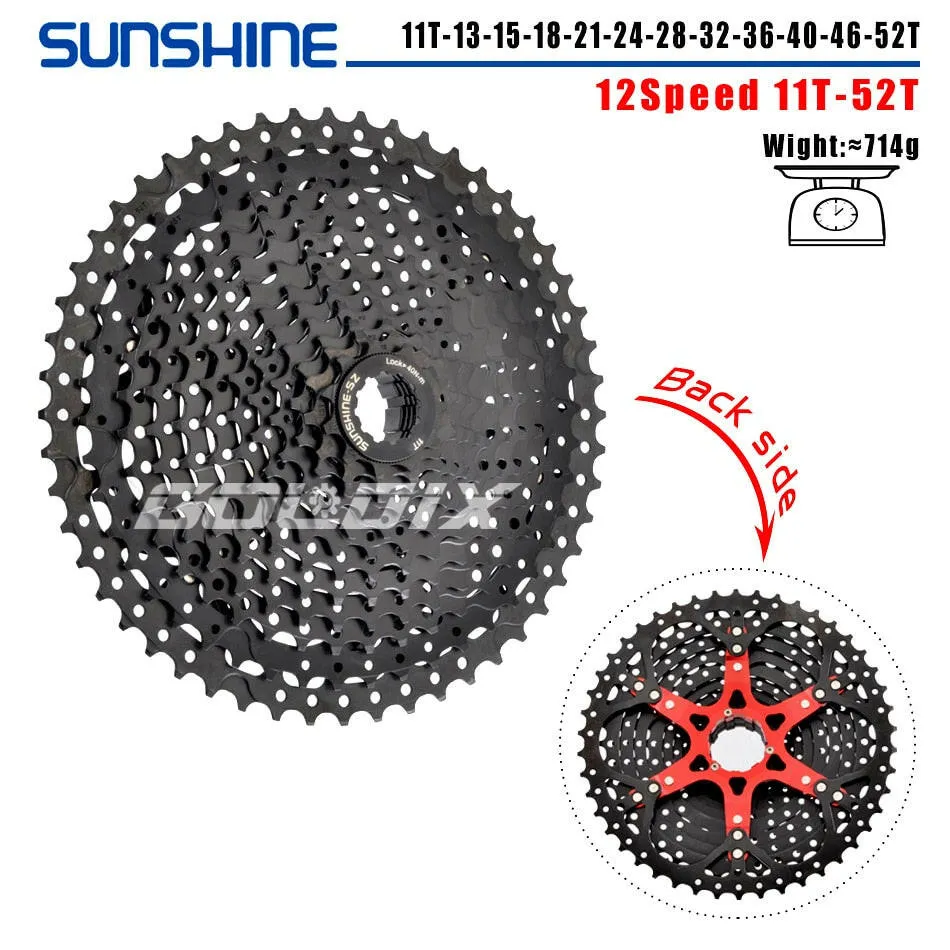 SUNSHINE Bicycle Cassette Black Mountain Bike Freewheel 8/9/10/11/12 Speed HG flywheel for SHIMANO HG Structure Specification